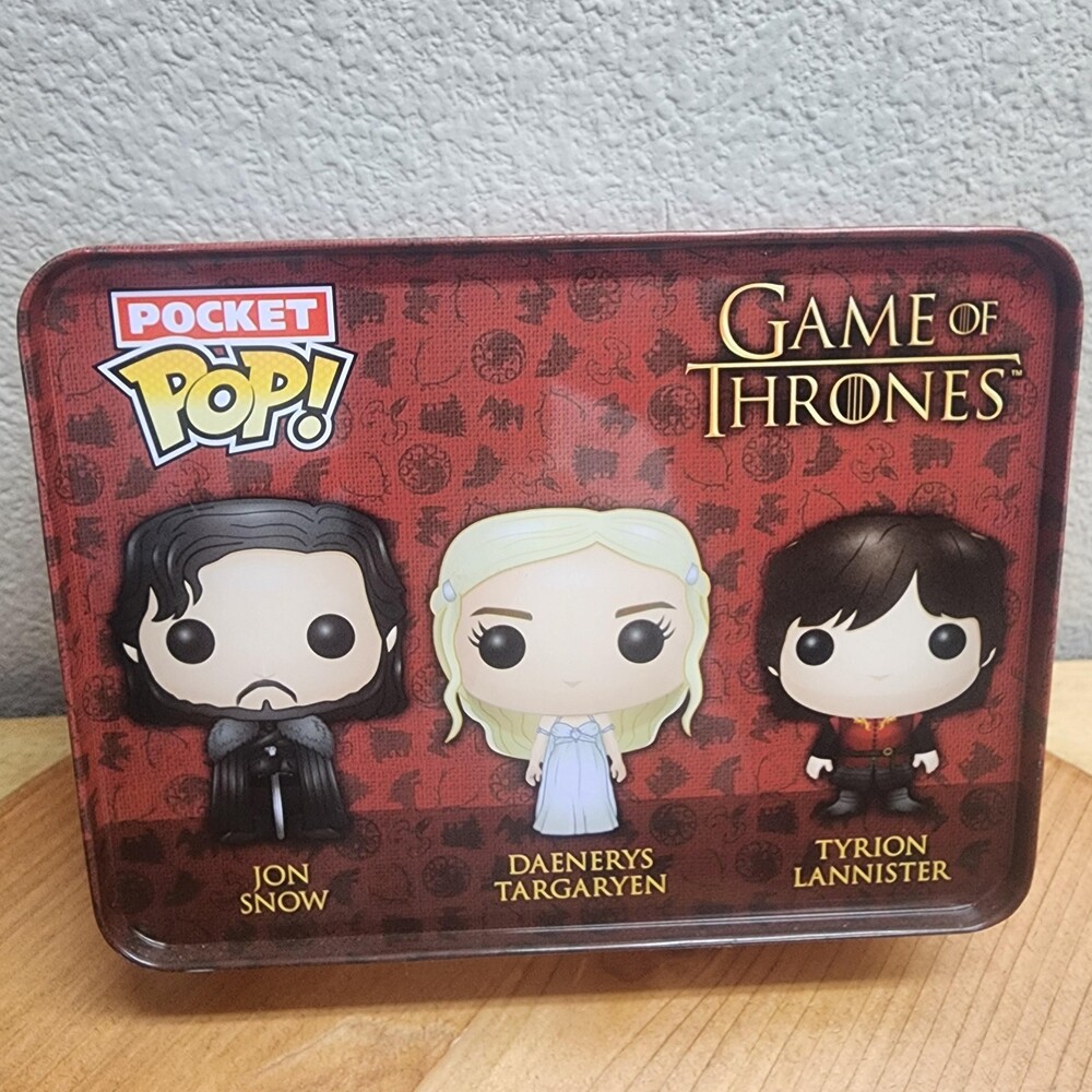 Funko Pocket Pop Game Of Thrones Jon Snow Daenerys Tyrion Mini Vinyl Tin Set Red - Picture 4 of 4